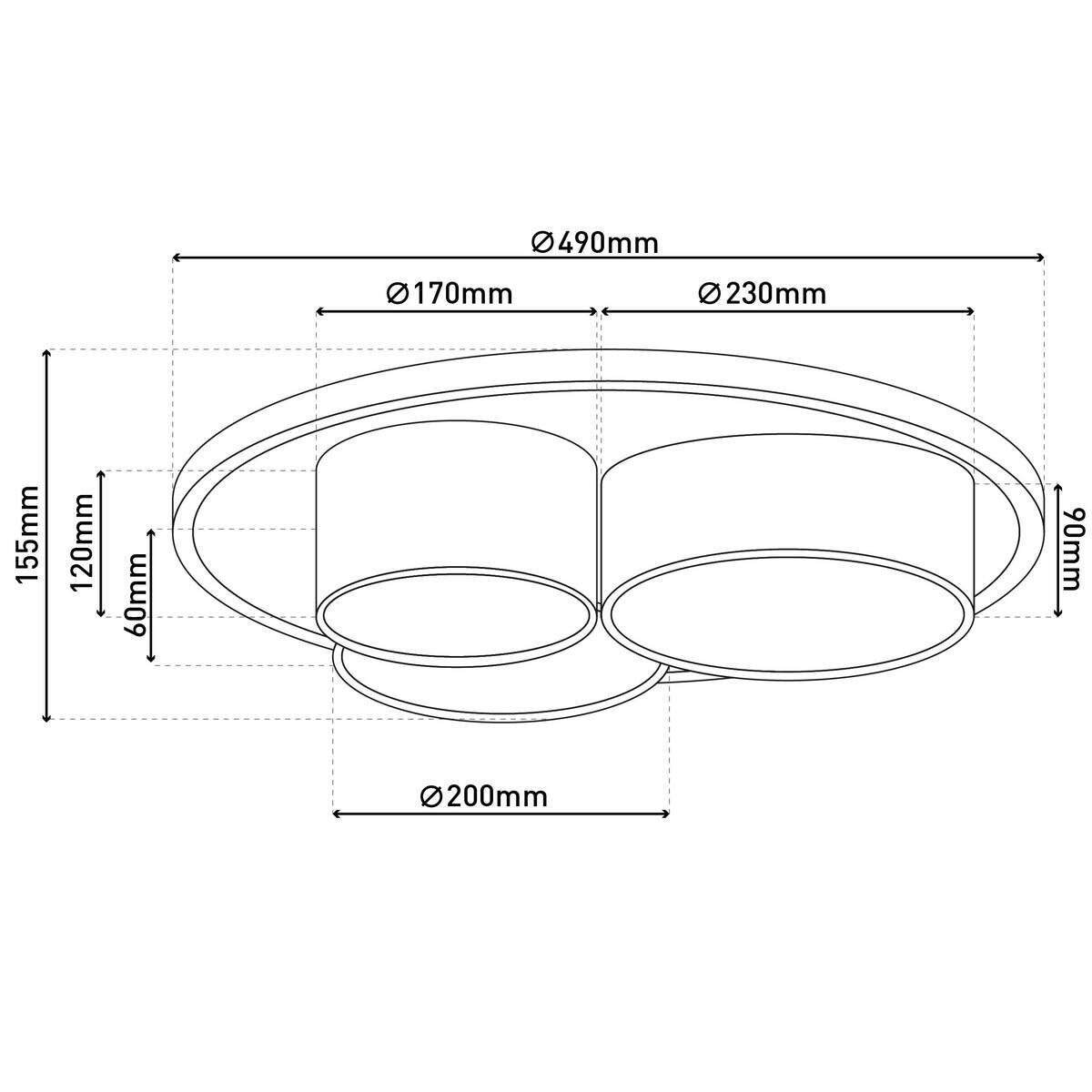 Näve Leuchten Deckenleuchte 1383716 grau Metall Kunststoff Textil B/H/T: ca. 49x15,5x49 cm null 3 Brennstellen