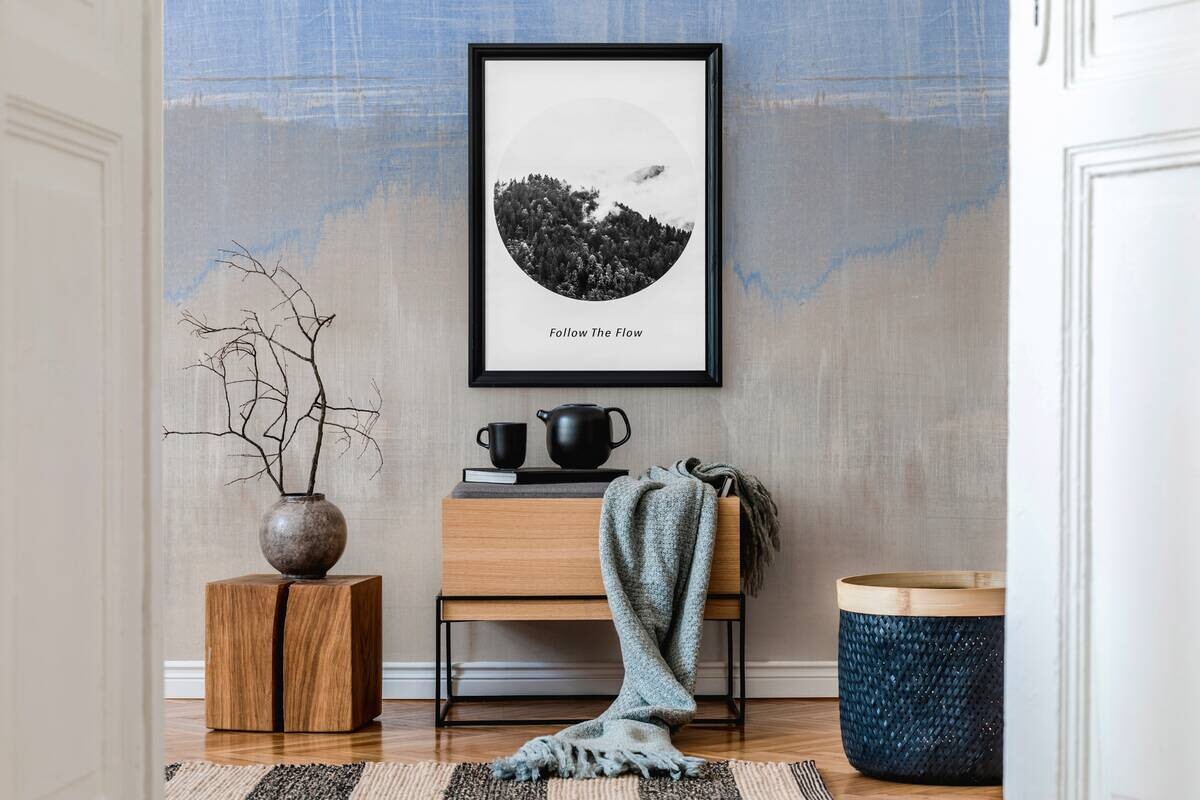 Livingwalls Fototapete Farbverlauf grau blau B/L: ca. 280x212 cm