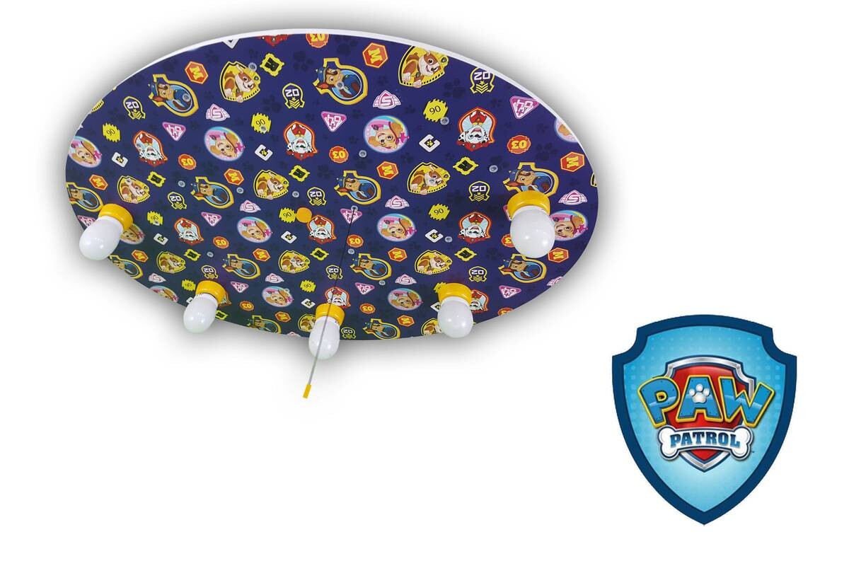 Niermann Deckenleuchte Paw Patrol bunt blau MDF Kunststoff B/H/T: ca. 53x7x71 cm E14 5 Brennstellen