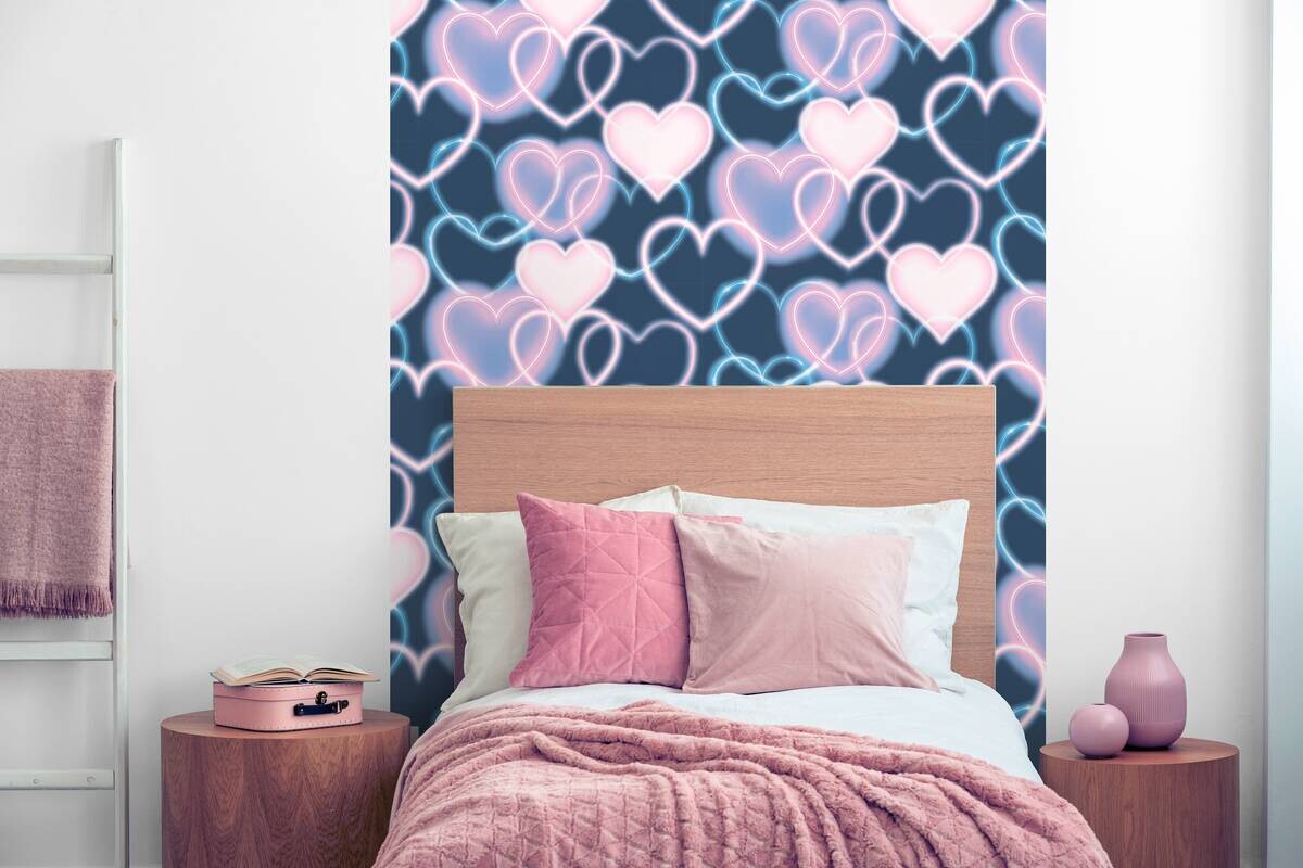 UGEPA Papiertapete Herzen blau rosa B/L: ca. 53x1005 cm