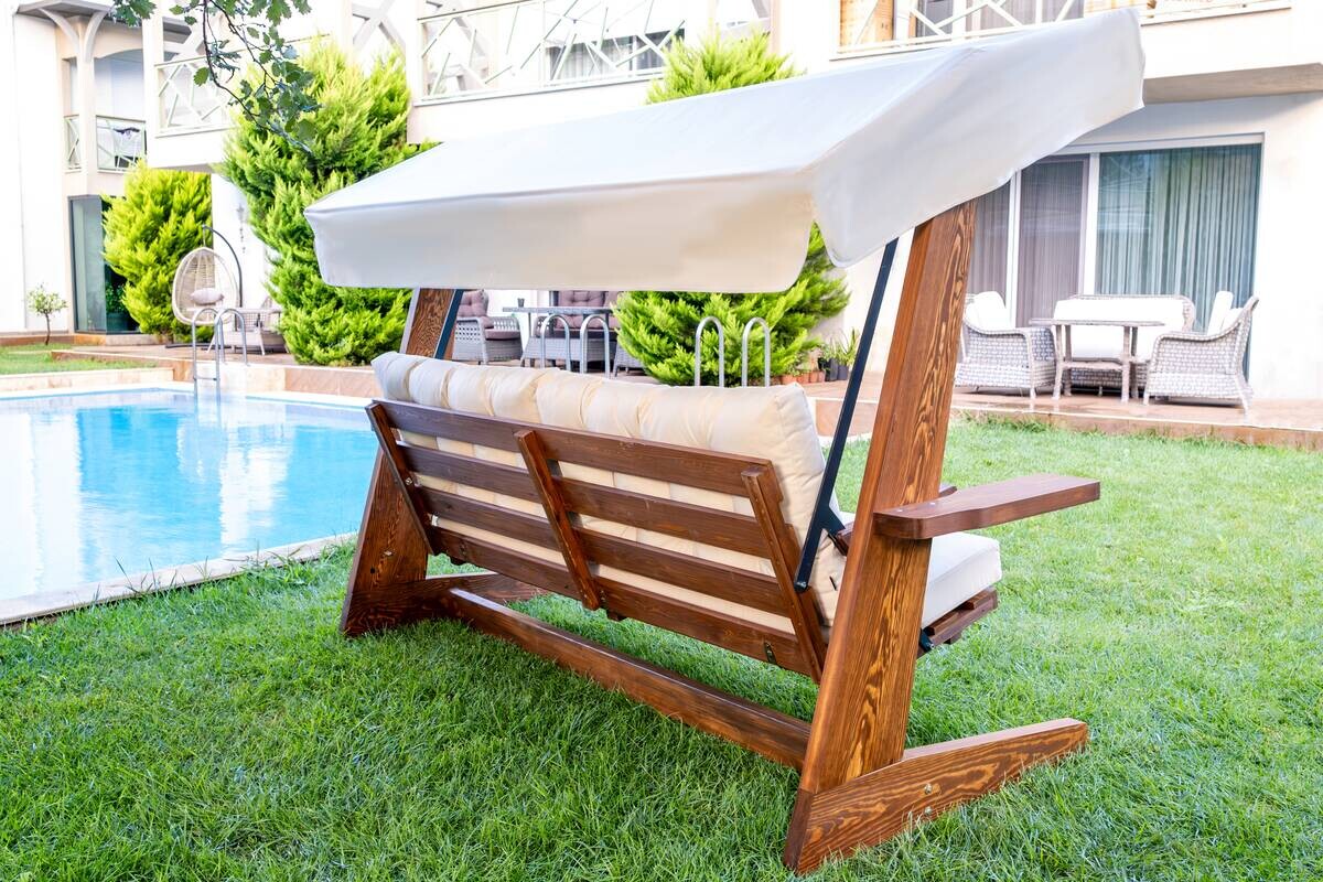 Westmann Hollywoodschaukel Viva beige Holz B/H/L: ca. 237x175x115 cm