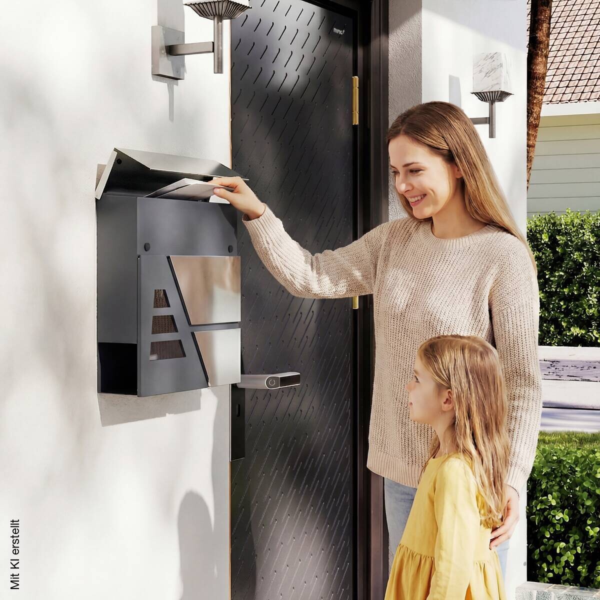 HOMCOM Briefkasten dunkelgrau B/H/T: ca. 37x10x37 cm