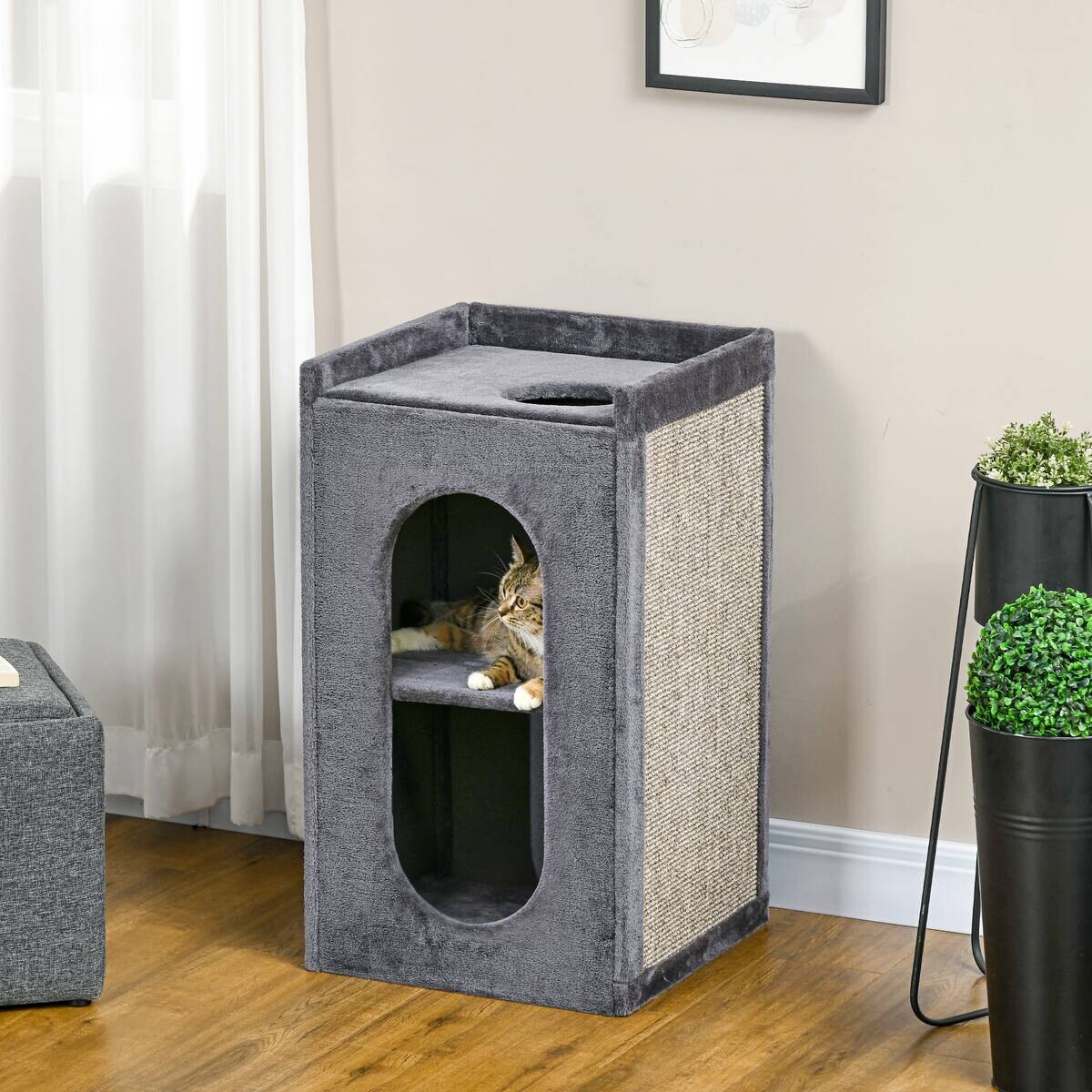 PawHut Tier-Zubehör grau Spanplatte B/H/L: ca. 45x45x81 cm