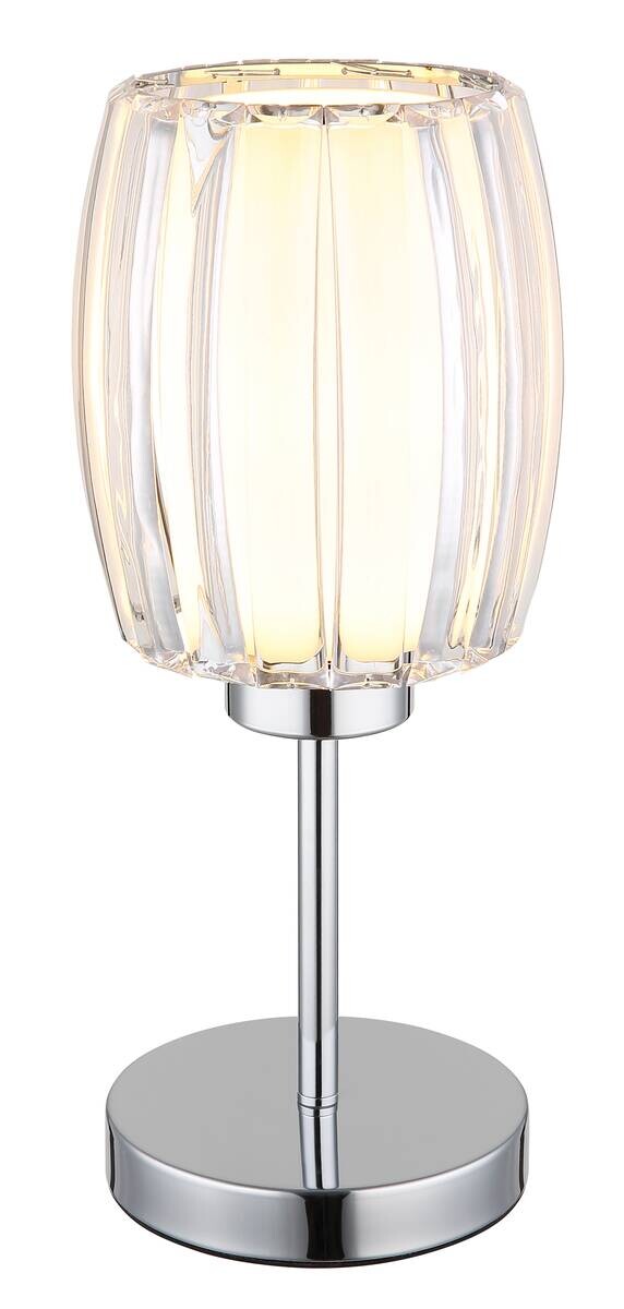 GLOBO Tischleuchte Chrom Opal schwarz Glas Metall Textil H/D: ca. 40x18 cm E27 1 Brennstellen