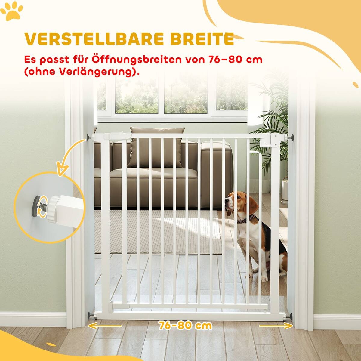 PawHut Treppenschutzgitter weiß B/H/T/L: ca. 3x76x3x80 cm