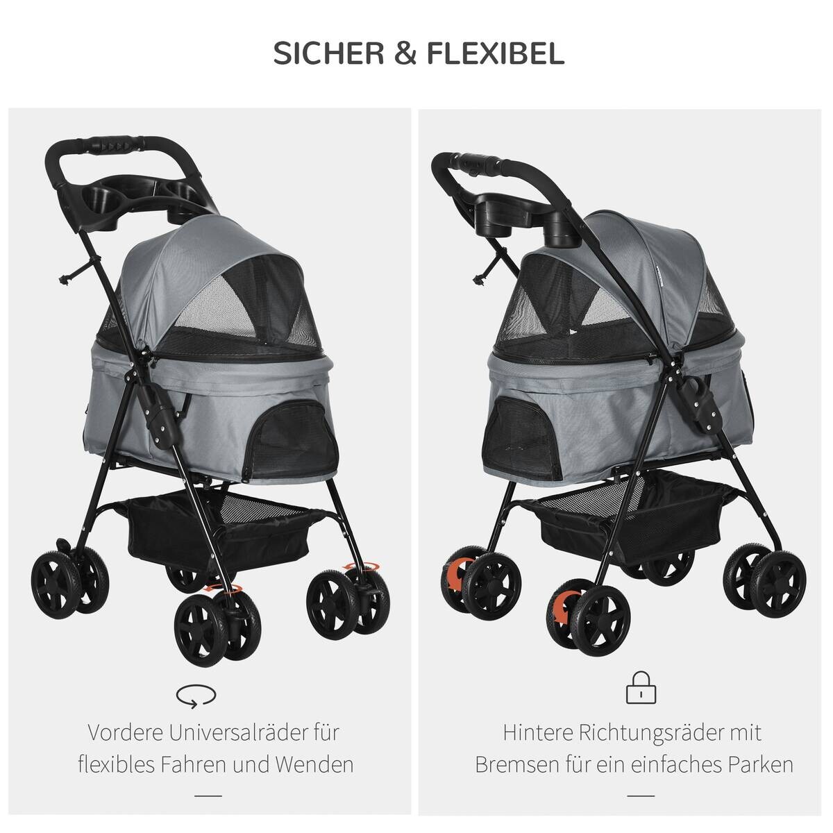 PawHut Hunde-Zubehör grau Polypropylen B/H/L: ca. 45x67x96 cm