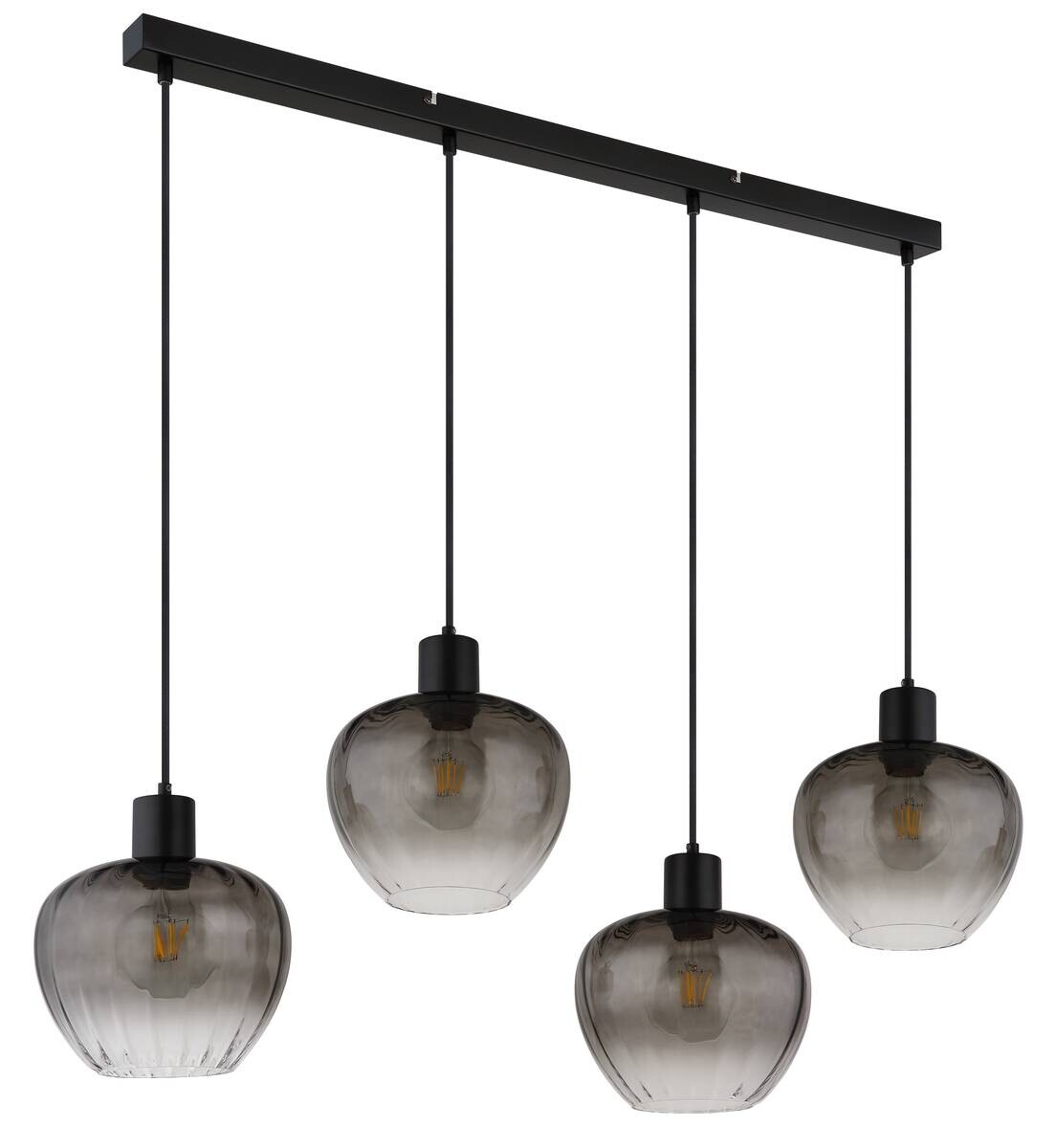 GLOBO Pendelleuchte TOY 30140408 schwarz Rauch Glas Metall B/H/L: ca. 108x120x24 cm E27 4 Brennstellen
