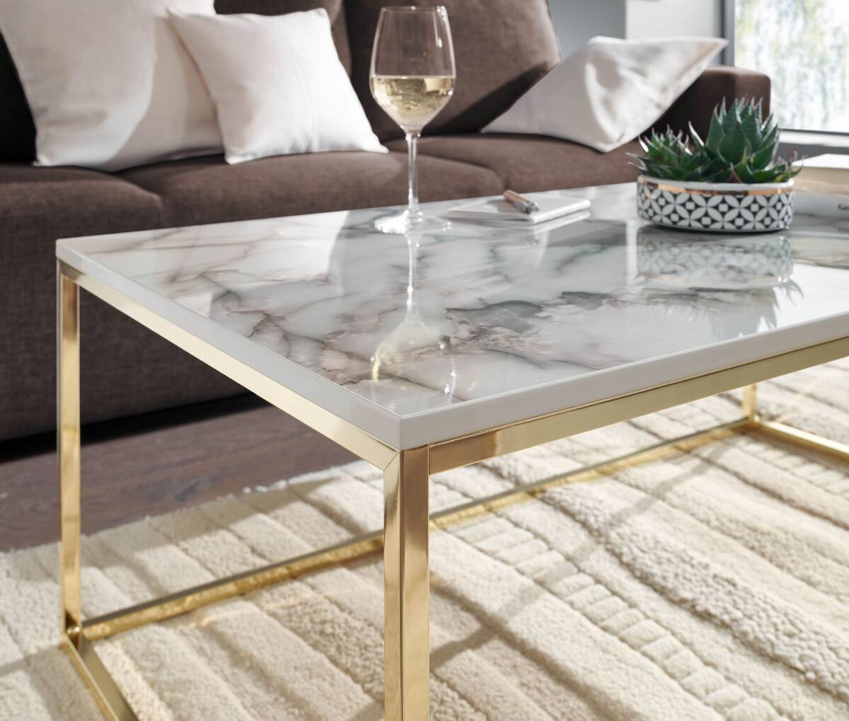 Wohnling Couchtisch weiß B/H/T: ca. 60x40x100 cm