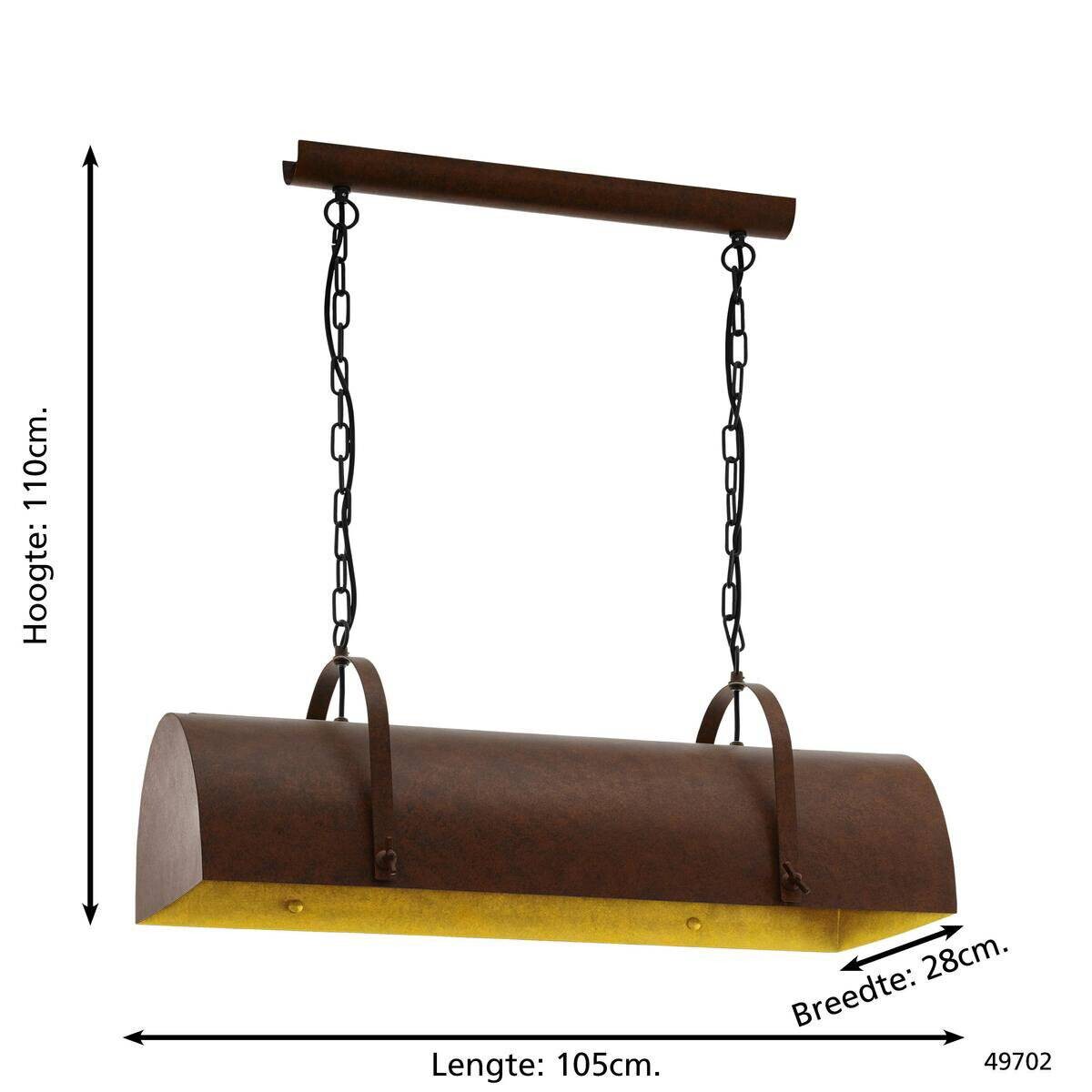 Eglo Pendelleuchte Deerhurst braun Metall B/H/L: ca. 28x110x105 cm E27 3 Brennstellen