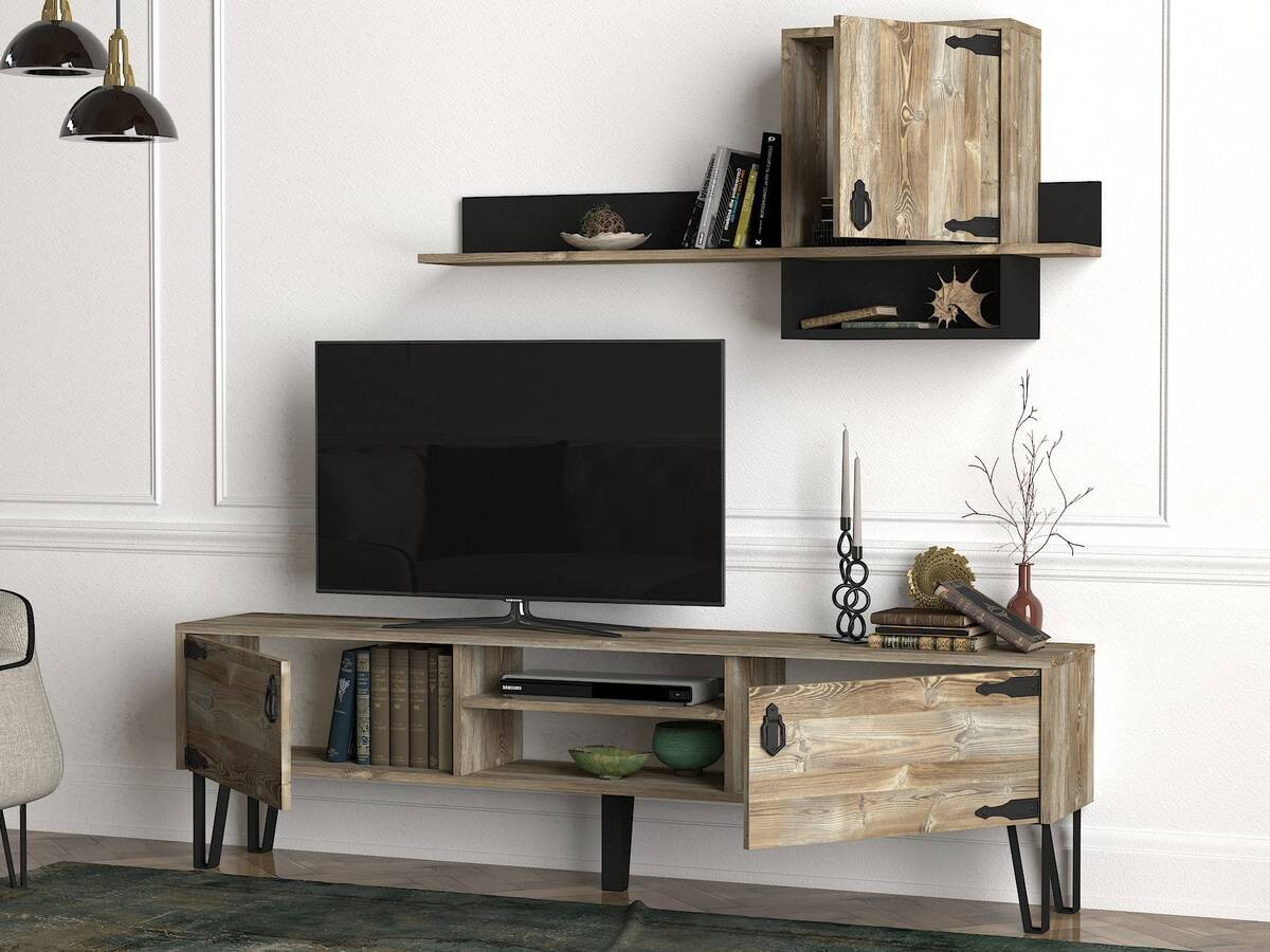 Wohnwand Costa Eiche Nachbildung B/H/T: ca. 180x49x29,5 cm