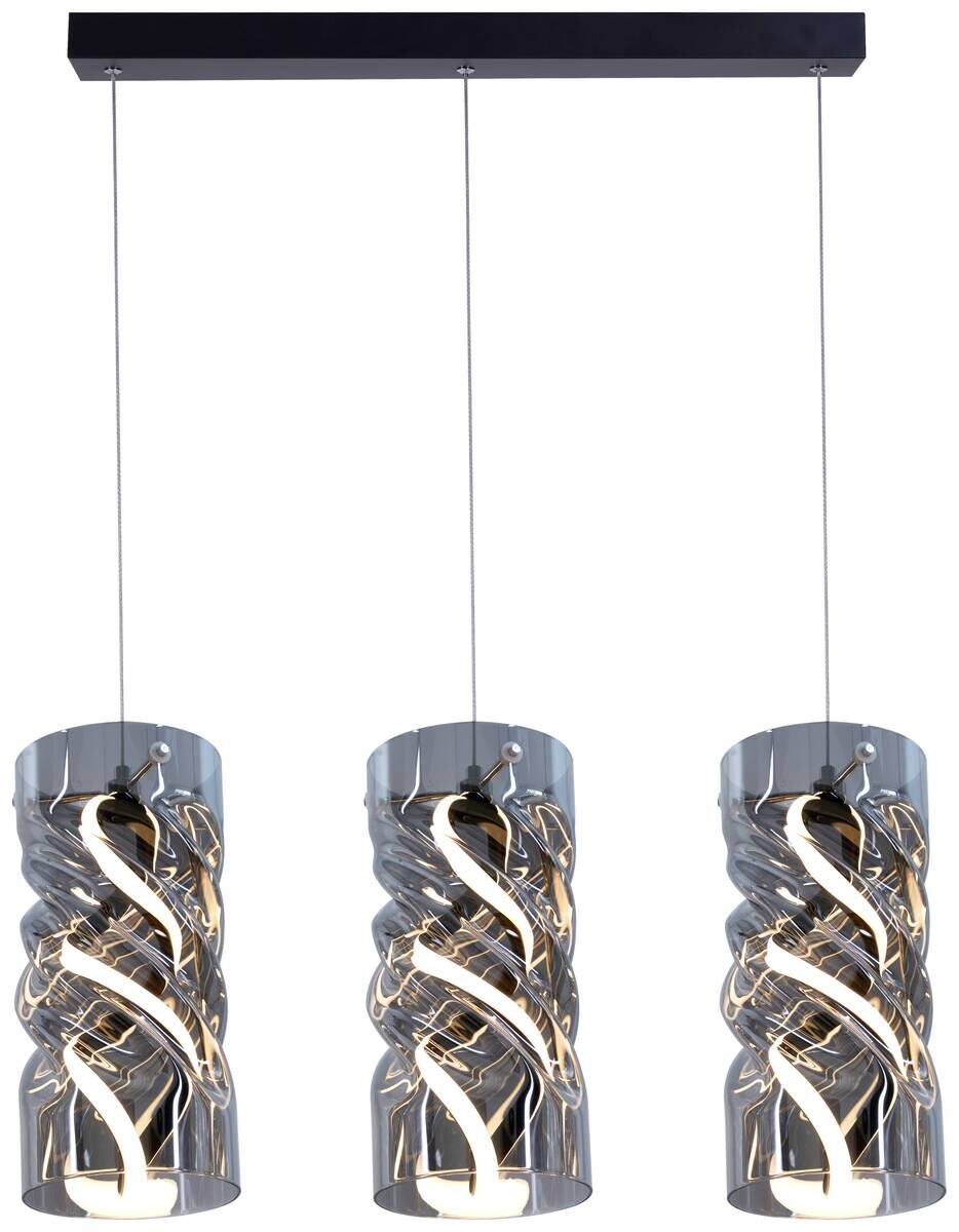 POCOline Pendelleuchte Isabella schwarz Metall Glas PVC B/H/L: ca. 14x120x68 cm