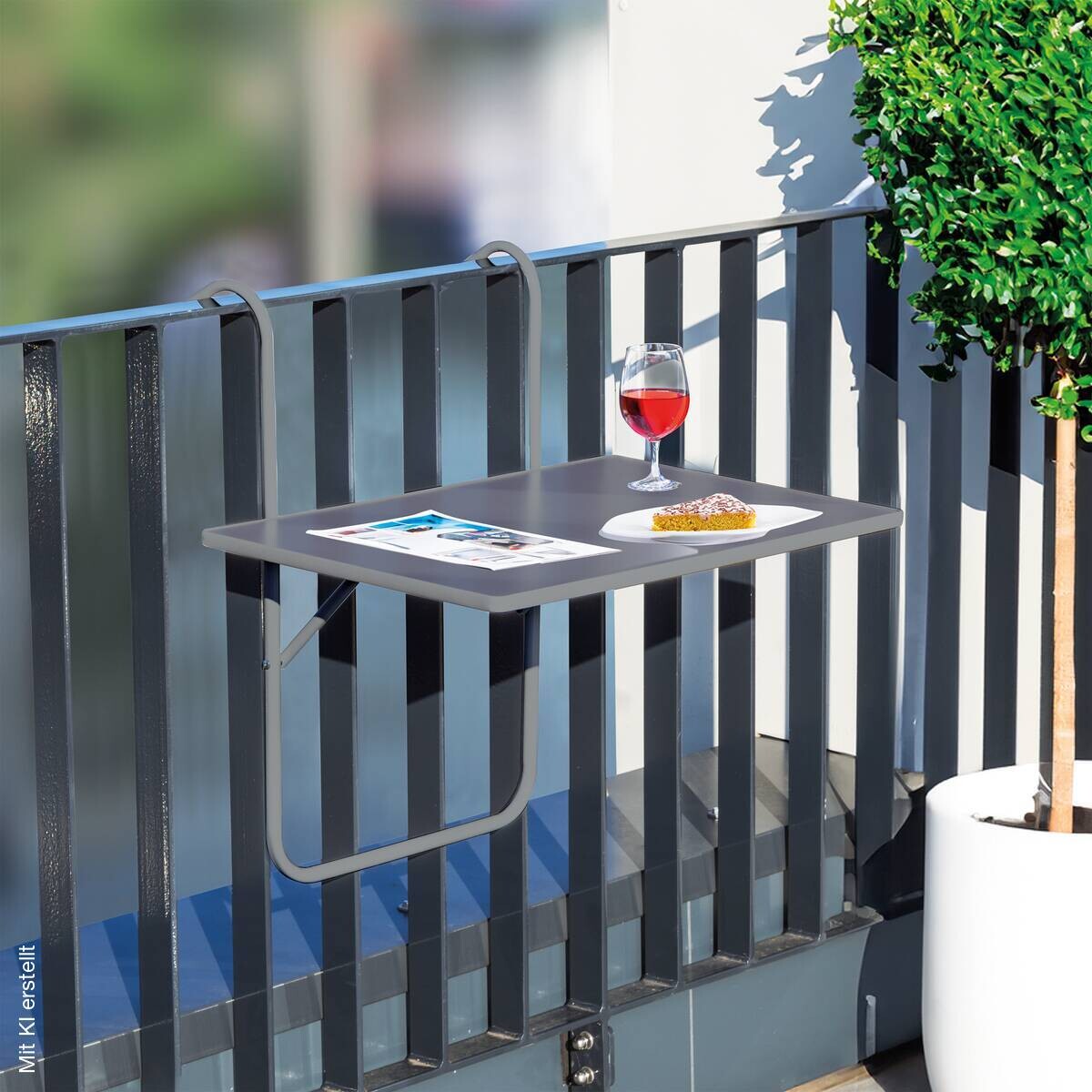 HI Gartentisch anthrazit MDF B/L: ca. 40x60 cm