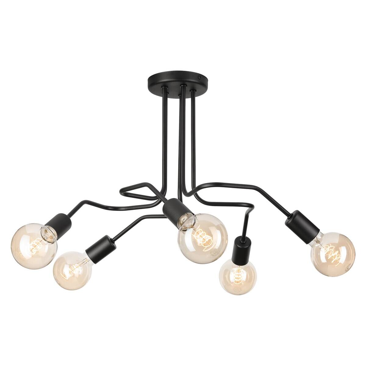 Lamkur Deckenleuchte Domino schwarz Stahl H/L: ca. 40x59 cm E27 5 Brennstellen