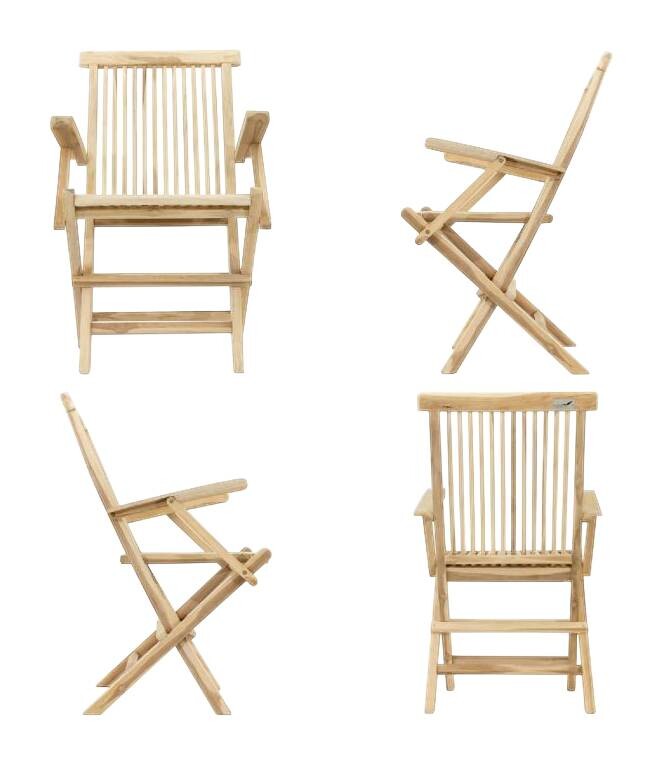 VCM Gartenstuhl 4er Set braun Teakholz B/H/T: ca. 57x89x62 cm