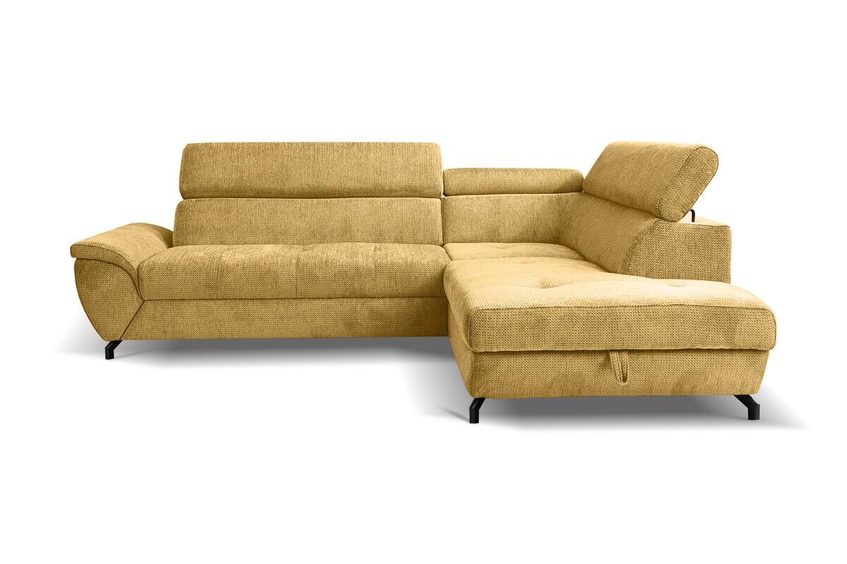 Ecksofa mit Bettfunktion und Bettkasten senf Microfaser B/H/T: ca. 263x77x210 cm