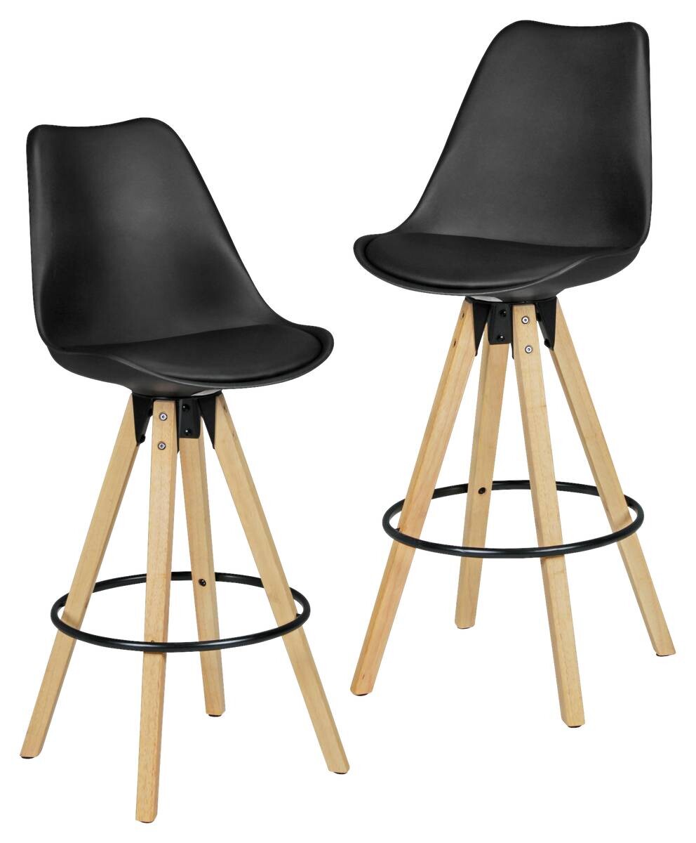 Barhocker 2er-Set schwarz Kunstleder B/H/T: ca. 44x113x39 cm