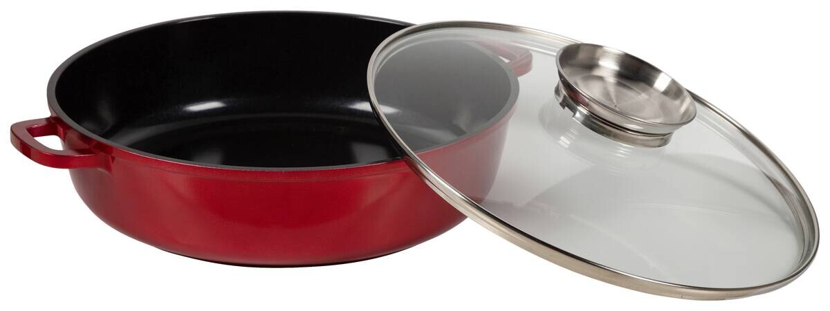 Pfanne rot Edelstahl D: ca. 28 cm