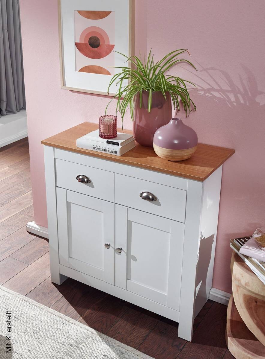 Sideboard weiß buche Nachbildung Alu B/H/T: ca. 79x81x34,5 cm