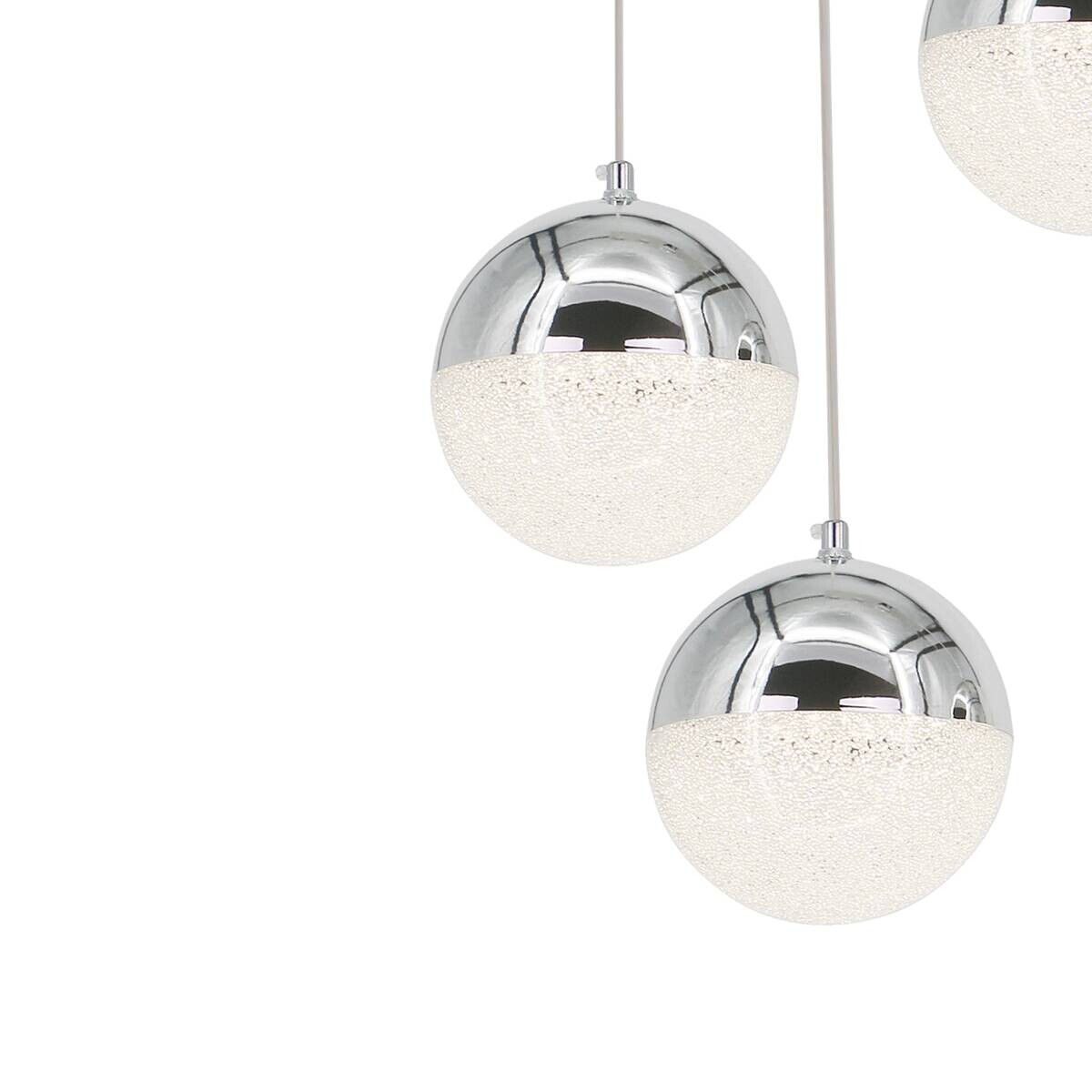 POCOline LED-Pendelleuchte Ginny Chrom Metall Acryl B/H/L: ca. 42x130x42 cm