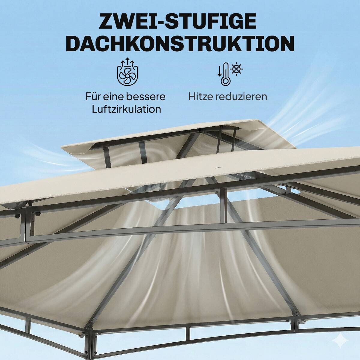 Outsunny Pavillon creme Polyester B/H/L: ca. 300x285x300 cm
