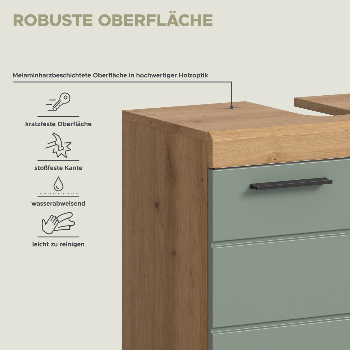 Badezimmer-Set Scout Eiche Artisan Nachbildung salbei Nachbildung B/H/T: ca. 164x191x34 cm