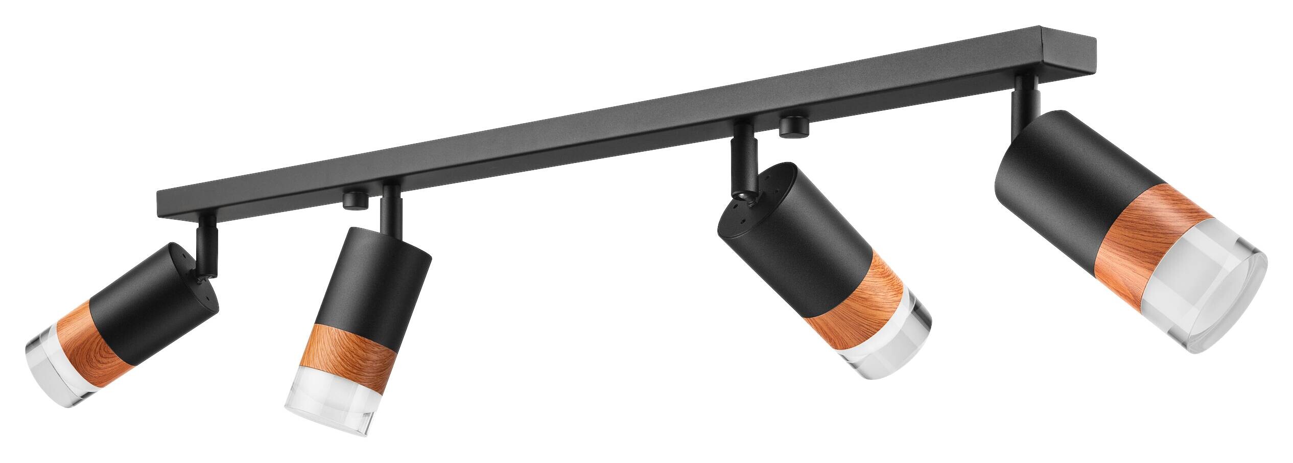 Lamkur Deckenleuchte schwarz Glas Stahl B/H/L: ca. 8x19x81 cm 4 Brennstellen