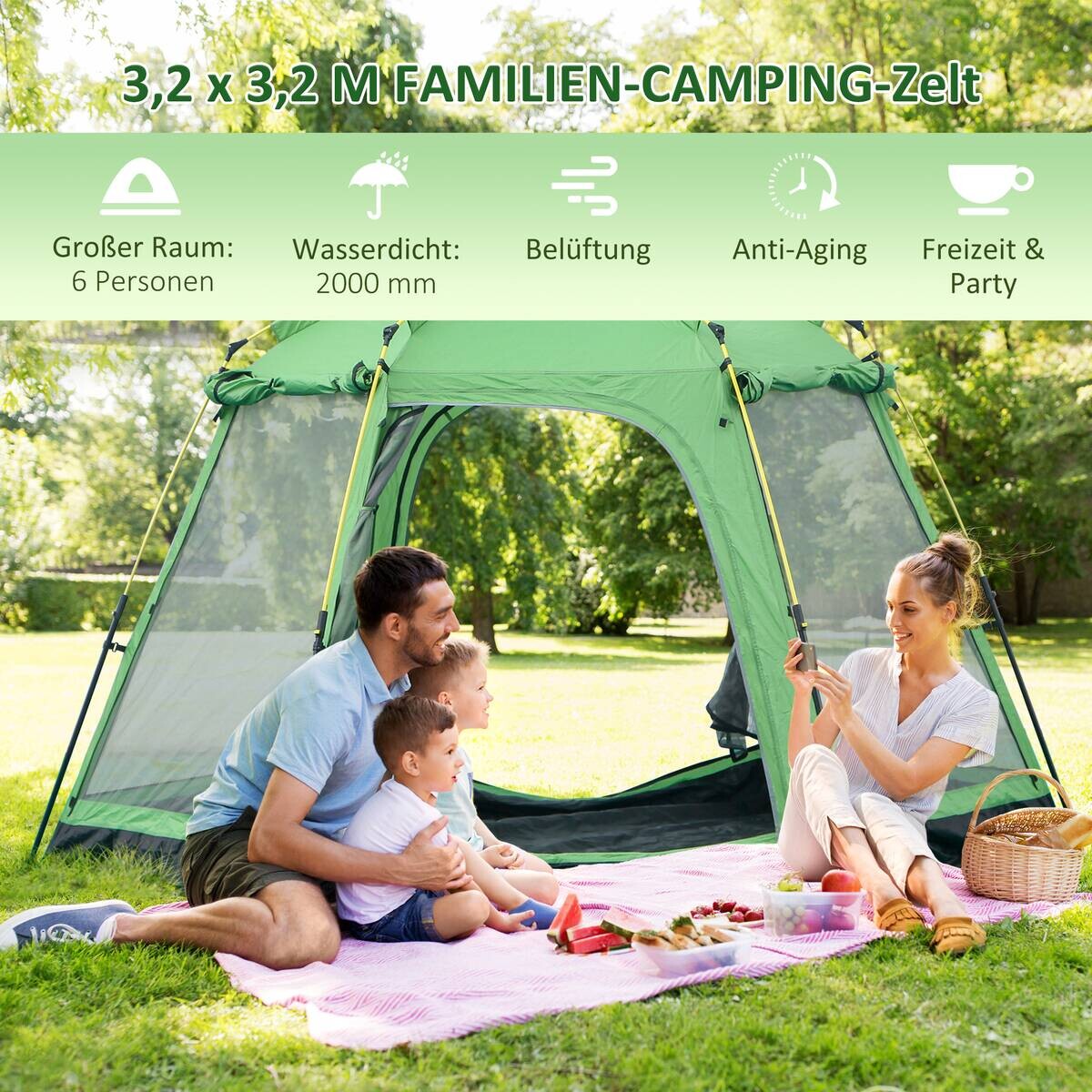 Outsunny Campingzelt B/H/L: ca. 320x180x320 cm