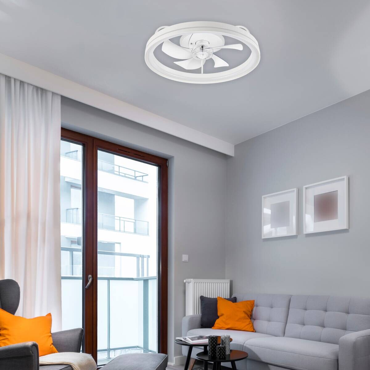 Lamkur LED-Deckenventilator Falco weiß H/L: ca. 17x50 cm 4 Brennstellen
