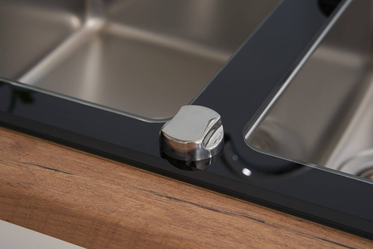 Respekta Einbauspüle New York 100 x 50 S schwarz Glas Edelstahl B/H/T: ca. 100x21x50 cm