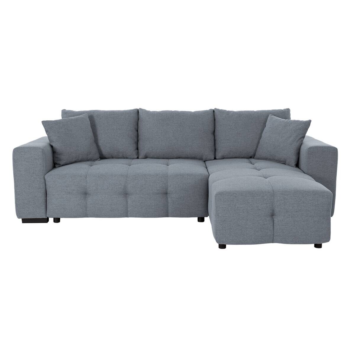 Ecksofa mit Bettfunktion und Bettkasten grau Webstoff B/H/T: ca. 247x83x162 cm