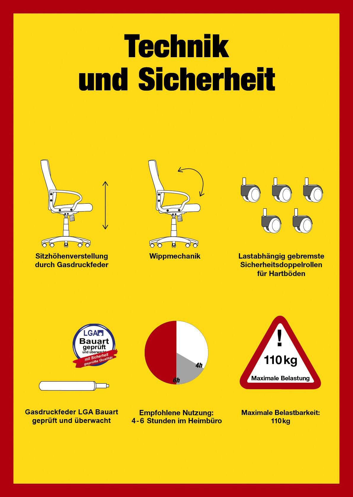 Chefsessel Adeon schwarz rot Kunstleder
