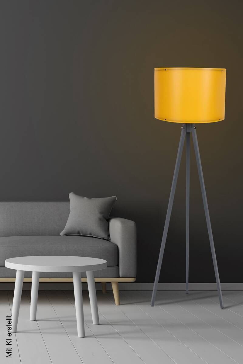 Opviq Stehlampe grau gelb MDF Polypropylen B/H/T/L/D: ca. 38x145x38x38x38 cm E27 1 Brennstellen