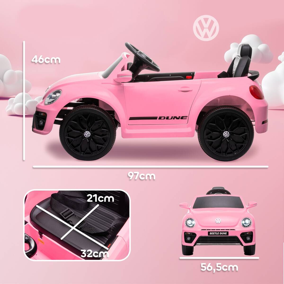 AIYAPLAY Kinder Elektroauto rosa B/H/L: ca. 56,5x46x97 cm