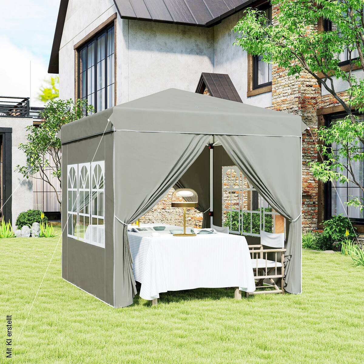 Outsunny Pavillon hellgrau Polyester B/H/L: ca. 248x270x248 cm