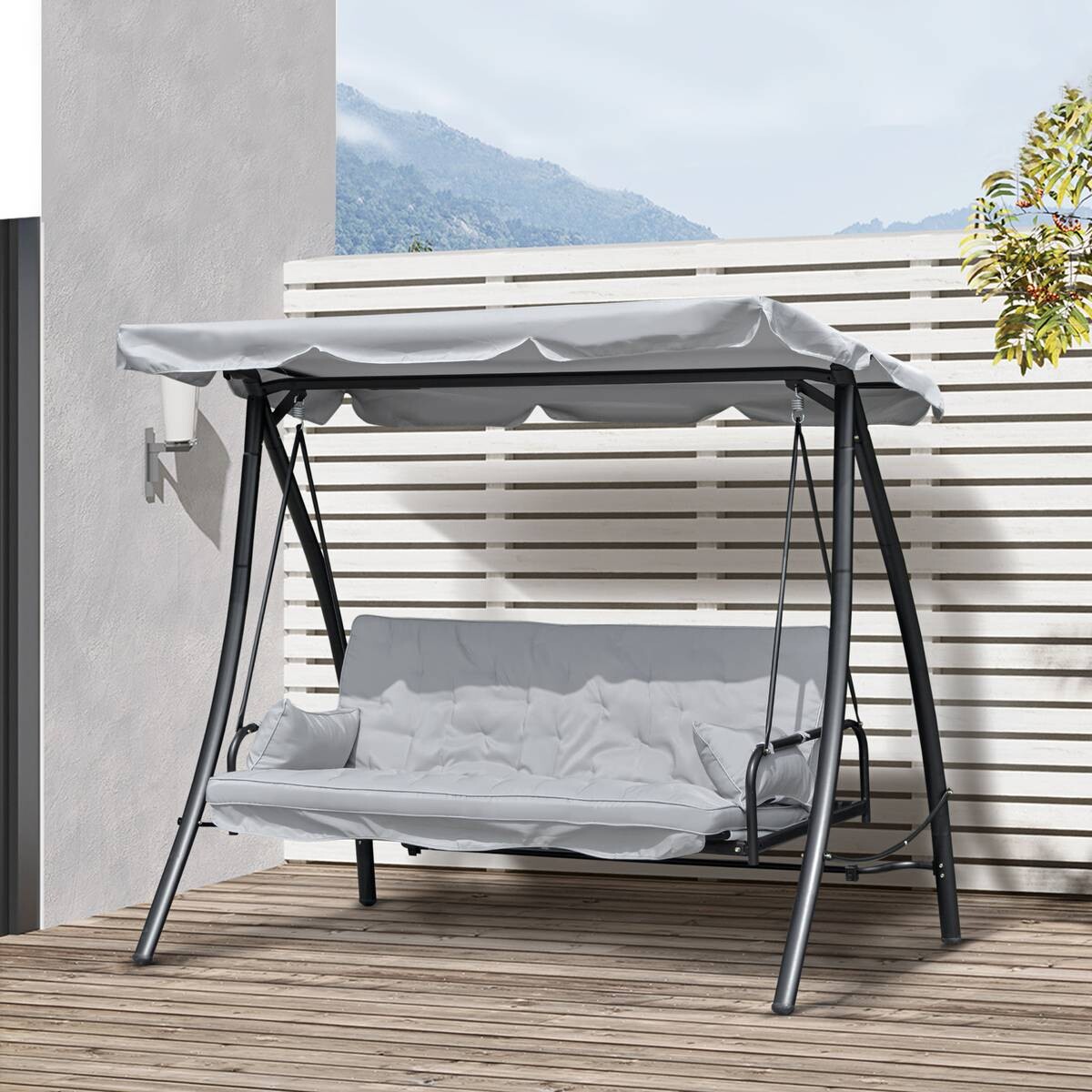 Outsunny Hollywoodschaukel grau Metall B/H/L: ca. 114x170x209 cm