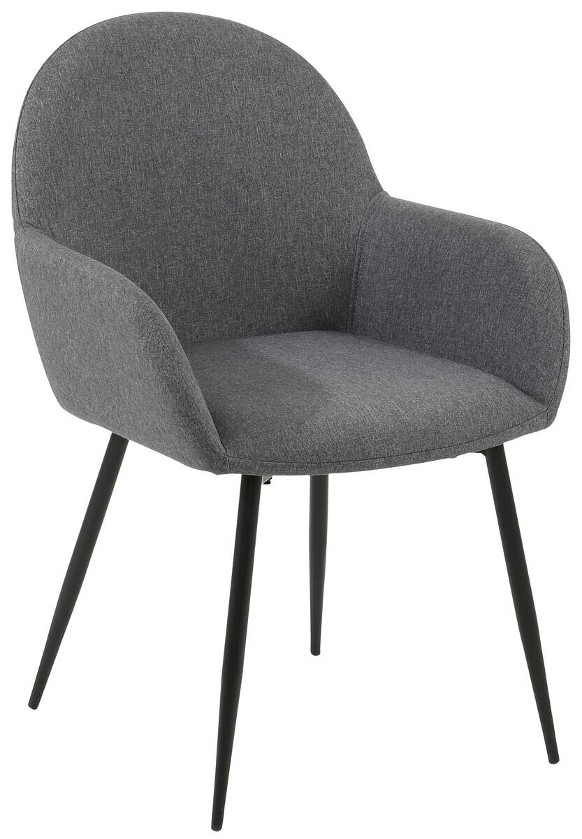 Armlehnstuhl Martha anthrazit schwarz Webstoff Metall B/H/T: ca. 58x84x49 cm