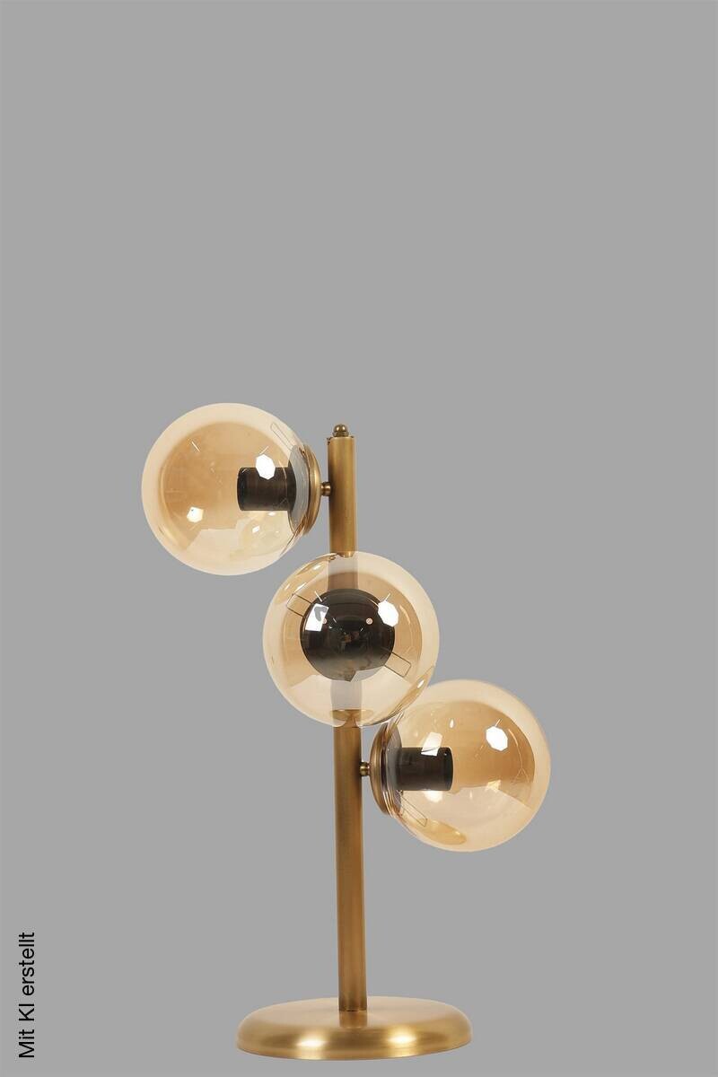 Opviq Tischleuchte gold Glas Metall B/H/L: ca. 20x55x20 cm E27 3 Brennstellen