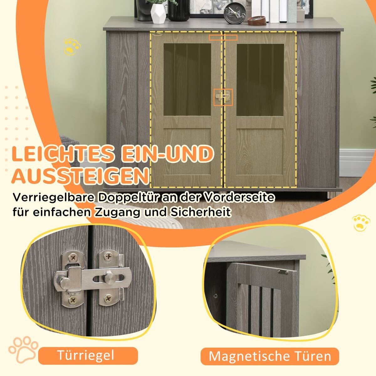 PawHut Hunde-Zubehör grau Spanplatte B/H/L: ca. 60x116x87 cm