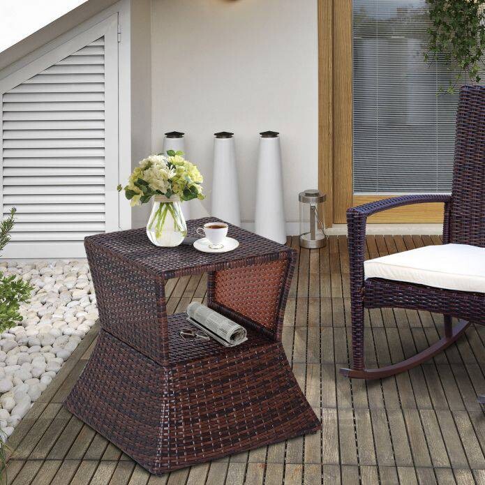 Outsunny Gartentisch braun Metall B/H/L: ca. 54x55x54 cm