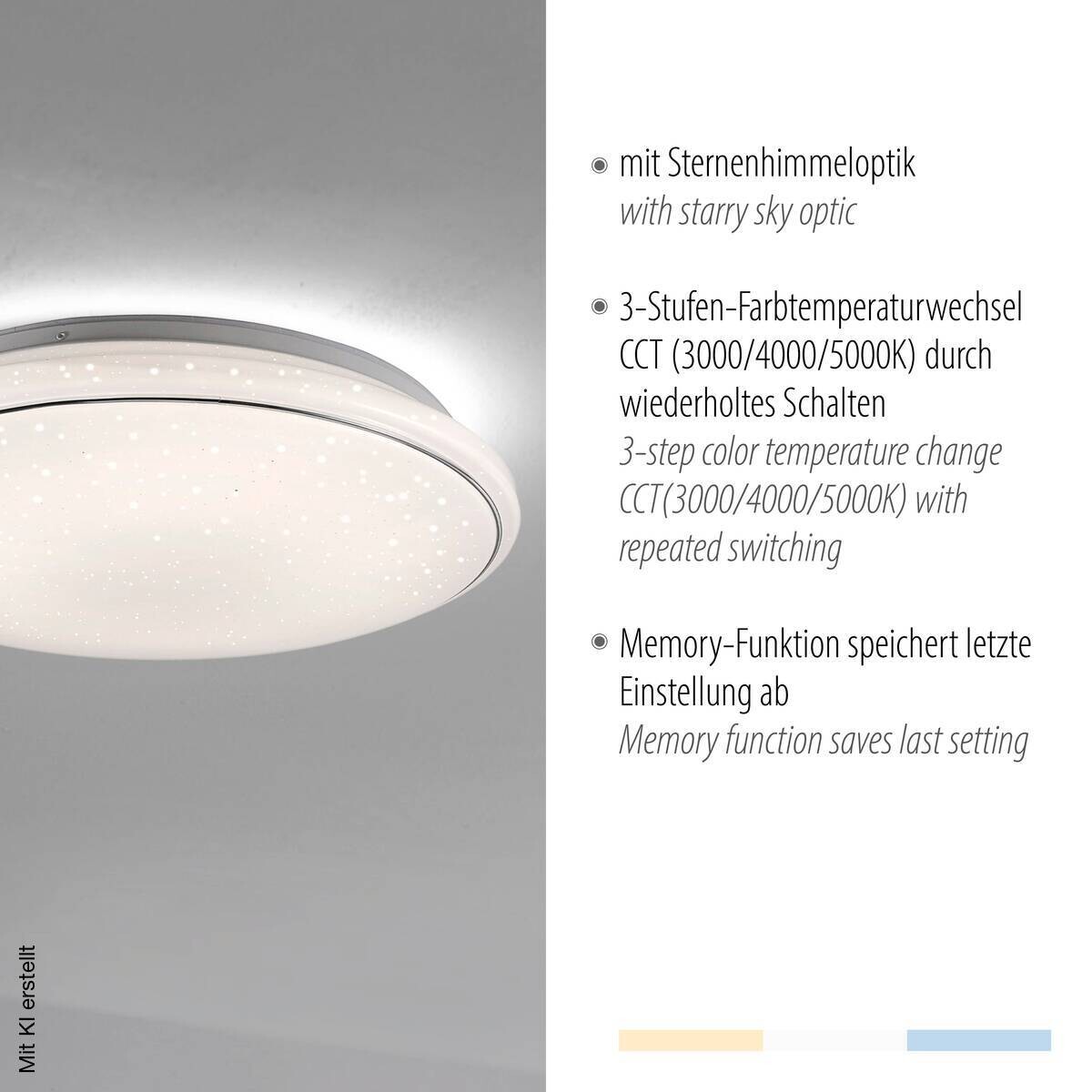 Just Light Deckenleuchte 14364-16 weiß Metall Kunststoff H/D: ca. 10x44 cm