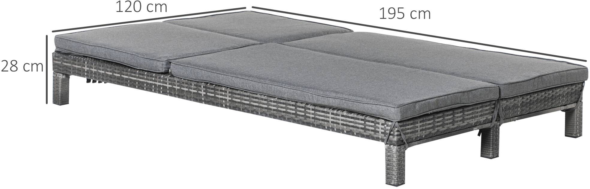 Outsunny Doppelliege grau Metall B/H/L: ca. 120x28x195 cm