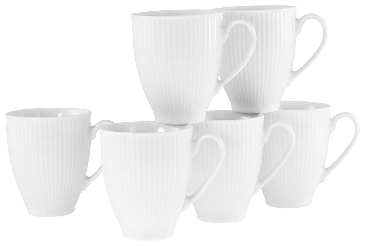 CreaTable Tassen-Set Valencia weiß Porzellan 6 tlg.