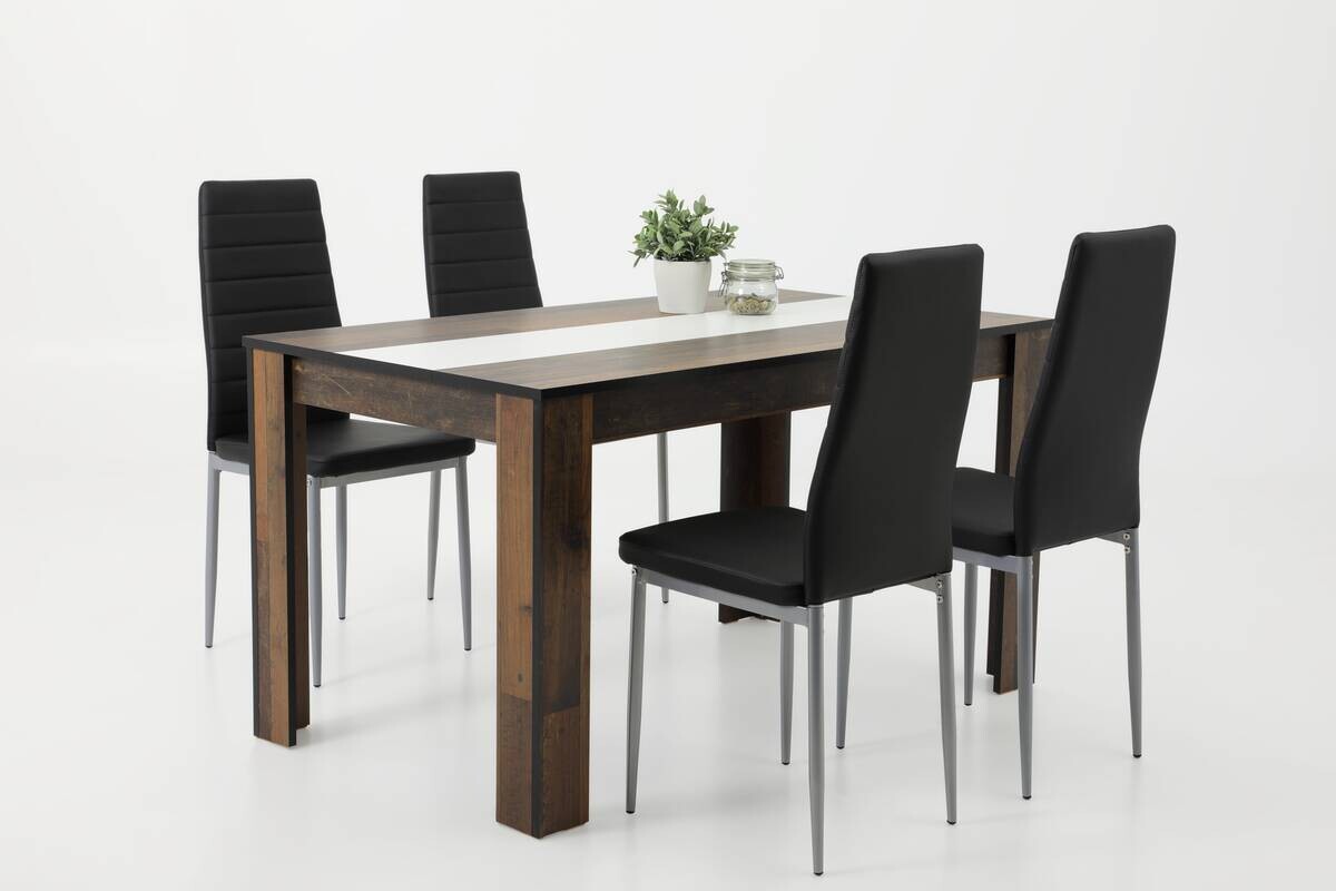 Tischgruppe Helene Old Wood Nachbildung schwarz B/H/T: ca. 140x76x80 cm
