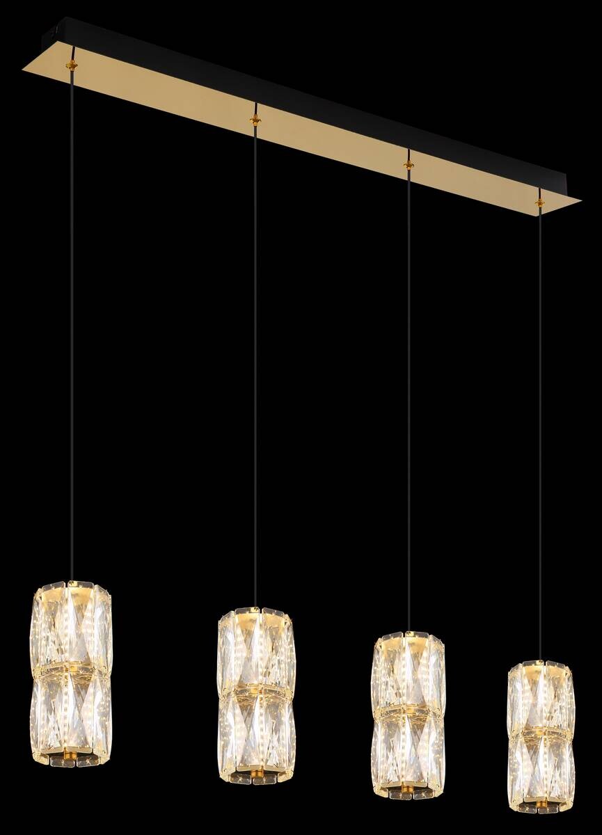 GLOBO Pendelleuchte mattschwarz gold klar Glas Metall B/H/T/L: ca. 9,5x150x84,5x84,5 cm 1 Brennstellen