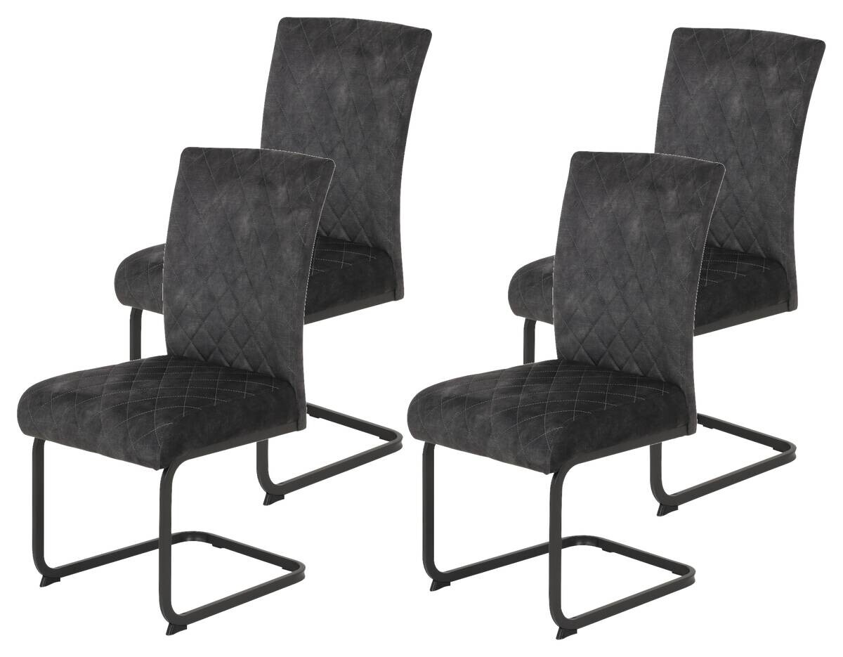 Schwingstuhl Rachel I, 4er-Set anthrazit Microfaser B/H/T: ca. 46x96x60 cm