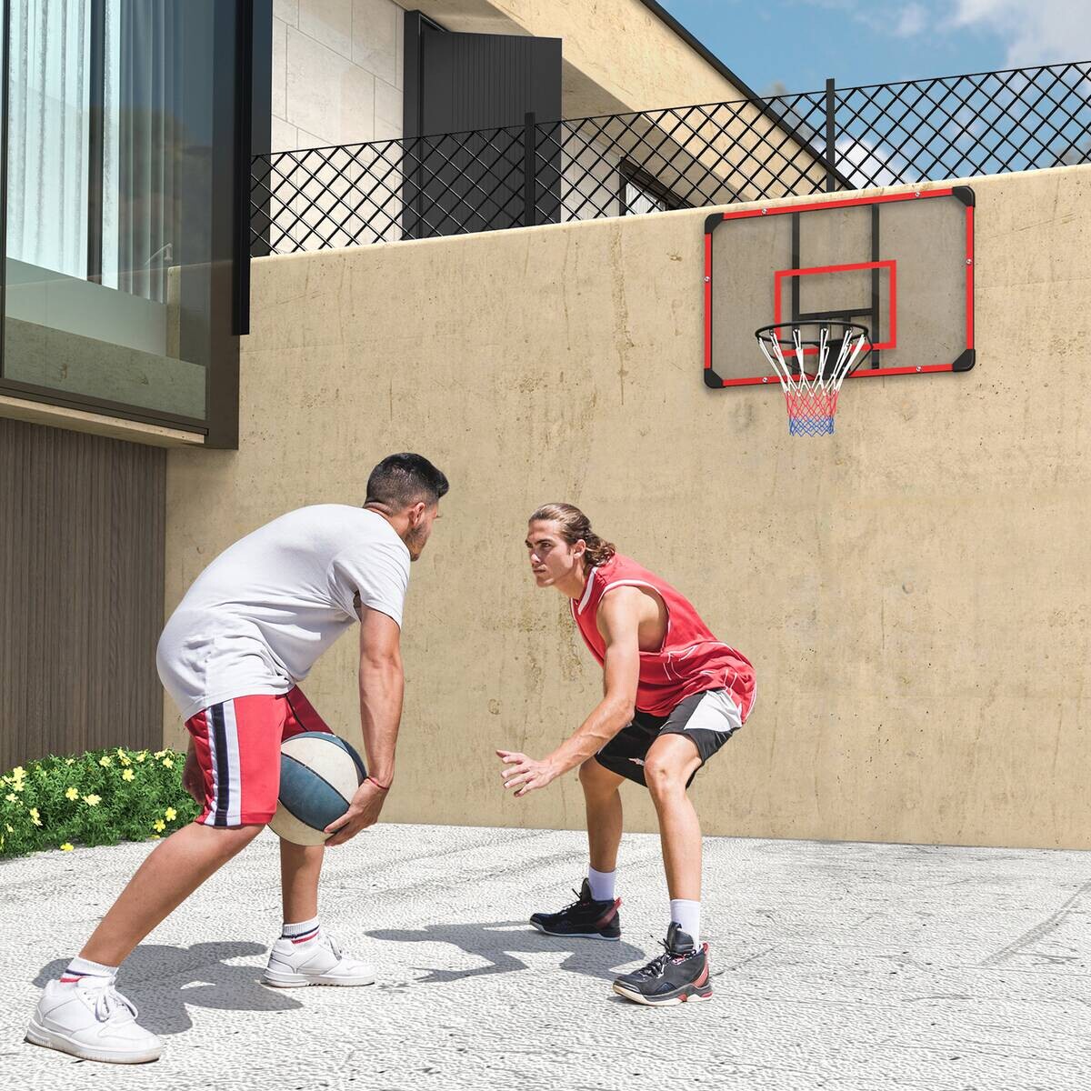 SPORTNOW Basketballkorb rot Kunststoff B/H/L: ca. 61x73x113 cm