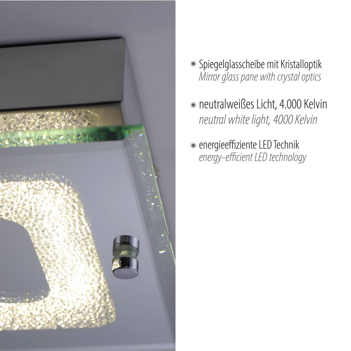 Just Light LED-Deckenleuchte LISA 11570-17 Chrom klar Metall Glas B/H/T: ca. 18x5,8x18 cm 1 Brennstellen