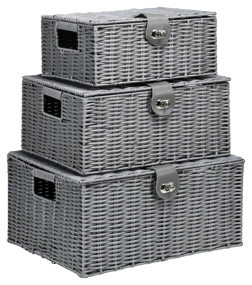 HOMCOM Aufbewahrungskorb grau Metall B/H/L: ca. 28,5x35,5x18 cm