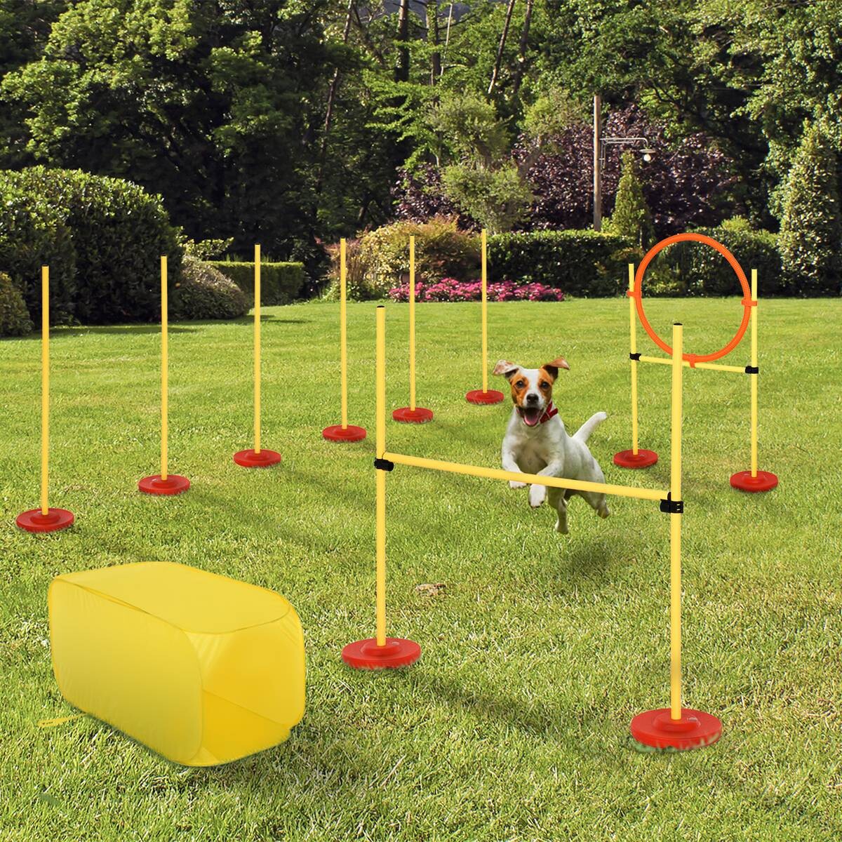 PawHut Agility gelb Kunststoff B/H/L: ca. 128x100x105 cm