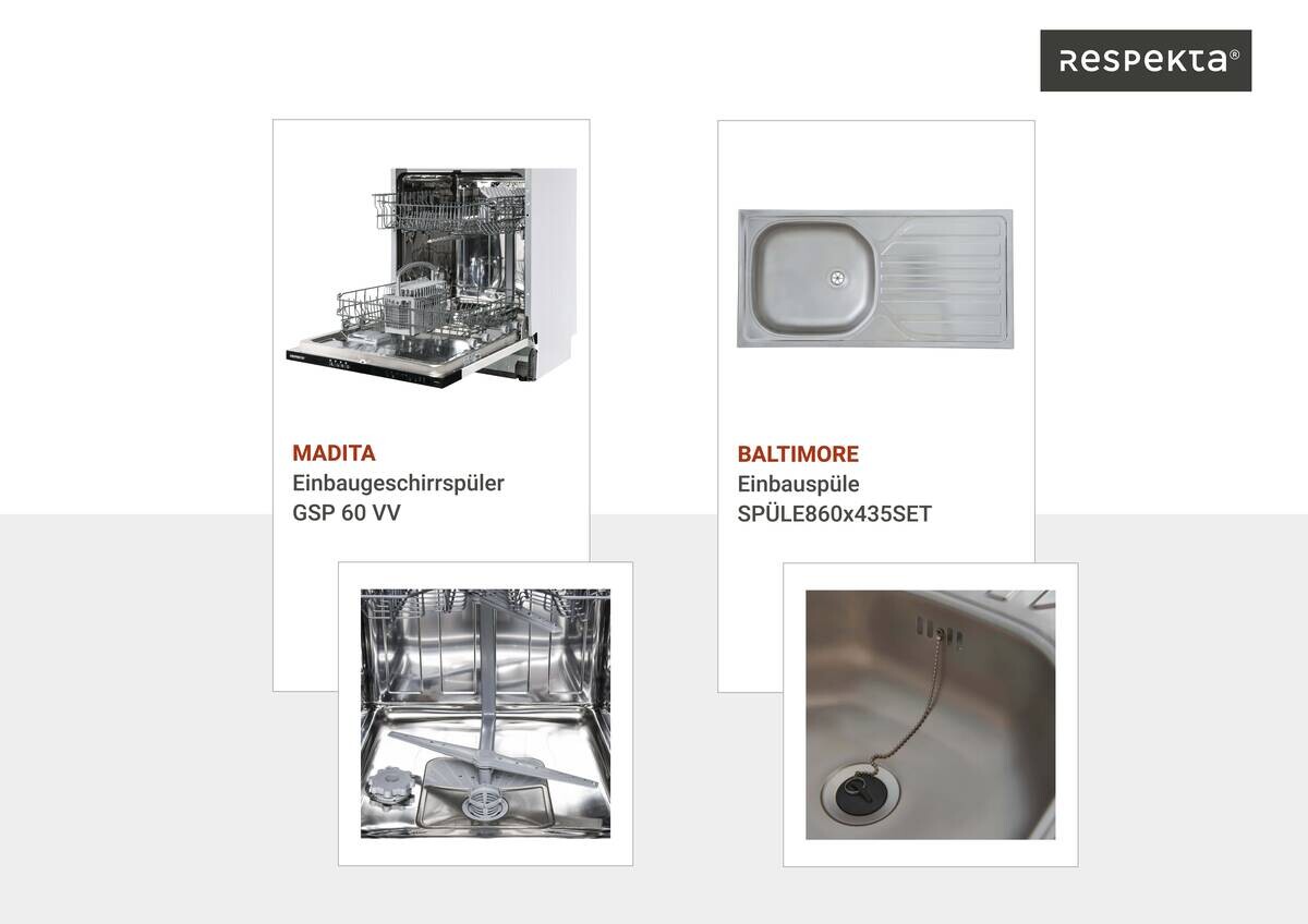 Respekta Winkelküche Hilde grau matt B/H/T: ca. 280x205x172 cm